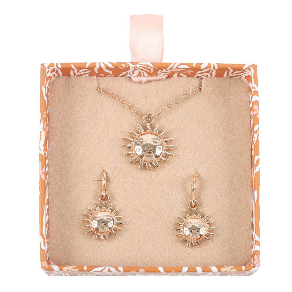Something Different - Sun Earring and Necklace Set Sieraden set - Goudkleurig